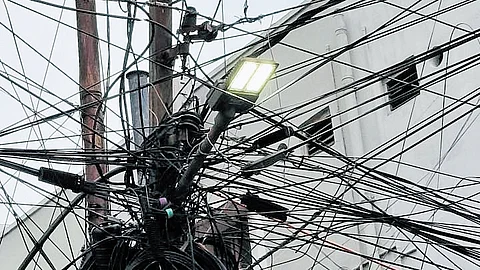 A streetlight left switched on even during daylight in Miyapur