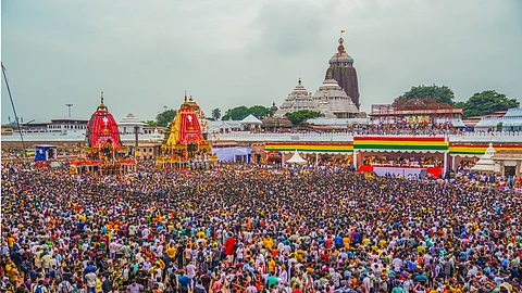 Devotees crowd on the street on the 2nd day of the grand annual Lord Jagannath Rath Yatra, in Puri, June 28, 2025.