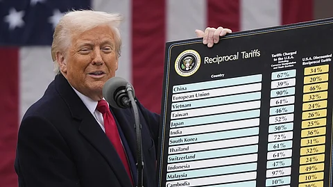 US President Donald Trump speaks during an event to announce new tariffs in the Rose Garden at the White House, on April 2, 2025, in Washington.
