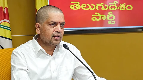 Excise minister Kollu Ravindra addressing the media on Saturday.