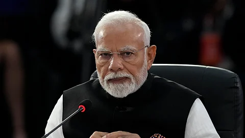 Prime Minister Narendra Modi speaks during the 17th annual BRICS summit in Rio de Janeiro, Sunday, July 6, 2025.