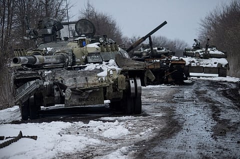 Destroyed Russian tanks in the Sumy region of Ukraine, March 7, 2022 (RFA)