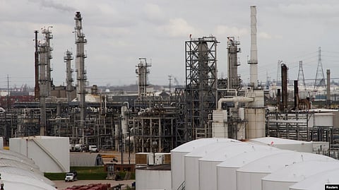 An oil refinery and storage facility is pictured south of downtown Houston, Jan. 30, 2012.