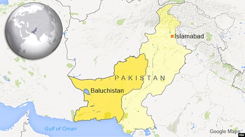 Map of Baluchistan in Pakistan.
