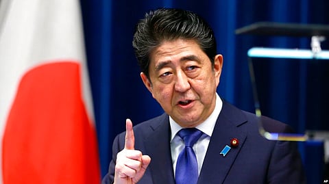 Japan's Prime Minister Shinzo Abe speaks during a press conference at the prime minister's official residence in Tokyo, on Sept. 25, 2017.