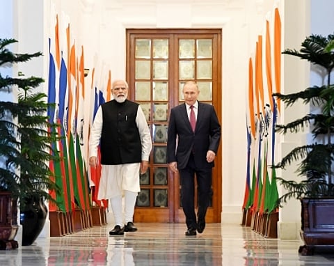 Prime Minister Narendra Modi and Russian President Vladimir Putin. (IANS)