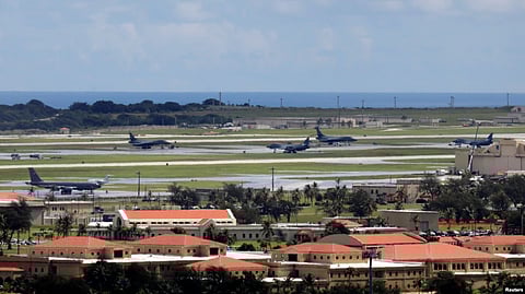 A view of U.S. military planes parked on the tarmac of Andersen Air Force base on the island of Guam, a U.S. Pacific territory.