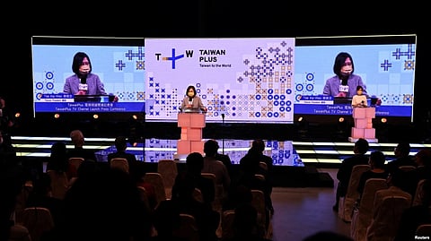 Taiwanese President Tsai Ing-wen at the launch event of TaiwanPlus, a government-backed English language news channel.