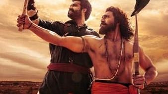 Ram Charan (right) and Junior NTR (left) in a still from RRR.