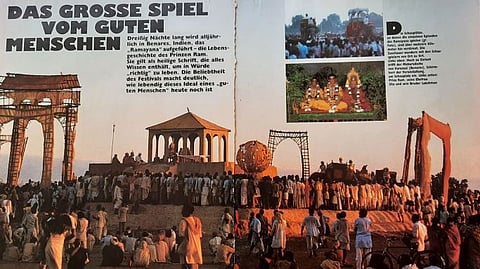 The Ramlila in Varanasi is staged in Ramnagar on the other side of the Ganga, under the patronage of the Maharaja, with great pomp, yet very traditionally.