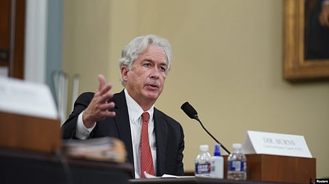 FILE - CIA Director William Burns gestures as he speaks during a House Intelligence Committee hearing on worldwide threats in Washington, Apr. 15, 2021.