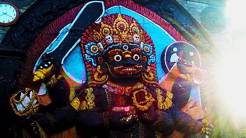 The statue of Kaal Bhairav is situated in Hanuman Dhoka, Kathmandu. It was built almost 200 years ago, and is a part of National Heritage of Nepal.