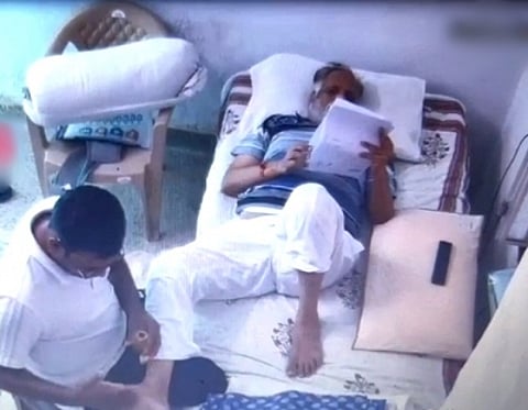 CCTV footage surfaces of Satyendar Jain enjoying massage in Tihar.