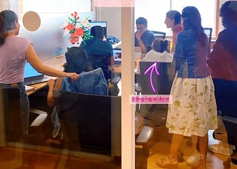 Ranveer Surprises Wife Deepika at Work on Their Wedding Anniversary.