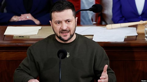 Ukraine's President Volodymyr Zelenskyy addresses a joint meeting of the U.S. Congress in the House Chamber of the U.S. Capitol in Washington, Dec. 21, 2022. (Reuters)