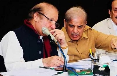 Nawaz Sharif (Left) with brother Shehbaz Sharif. (File Photo- IANS)