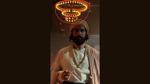 The shot which tracks Akshay Kumar essaying Chhatrapati Shivaji Maharaj also shows a chandelier in the frame. (Still from teaser-IANS)