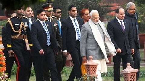 PM Modi with Egyptian President Abdel Fattah El-Sisi. (IANS)