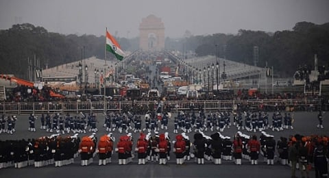 A total of 29 captivating Indian tunes were played by music bands of the Army, Navy, Air Force State Police, and Central Armed Police Forces (CAPFs) during the Beating Retreat amid rains at Vijay Chowk. (IANS)