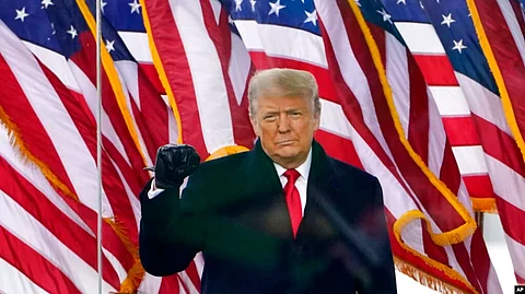 FILE - Then-President Donald Trump gestures as he arrives to speak at a rally on Jan. 6, 2021, in Washington. (AP)