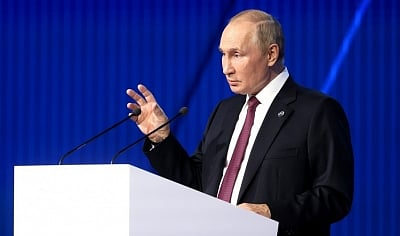 Ukraine strikes Russia during Putin's speech. (IANS)
