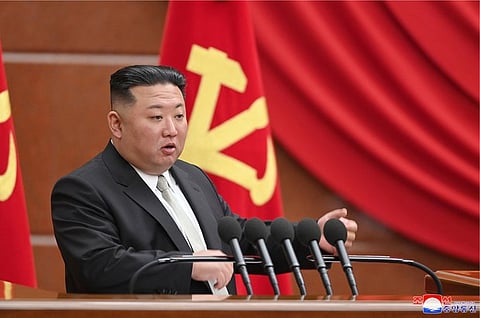 North Korean leader Kim Jong Un attends a session of the sixth enlarged meeting of the eighth Central Committee of the Workers' Party, in Pyongyang, North Korea, in this photo released on January 1, 2023 by North Korea's Korean Central News Agency (KCNA).