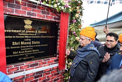 Foundation stone laid for 930 more residential flats for Kashmiri Pandit employees. (IANS)