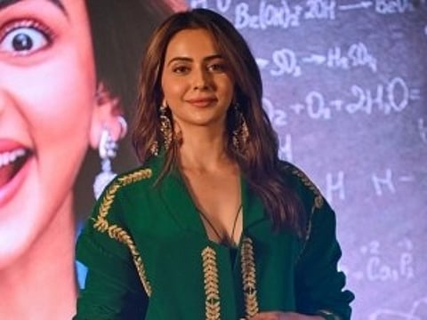 Indian actress Rakul Preet Singh during the trailer launch of upcoming film. (IANS)