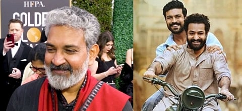 Rajamouli was speaking to a group of journalists, following the screening of his film at the Directors Guild of America. (S.S. Rajamouli- Left, Ram Charan and NTR- Right/File Photo-IANS)