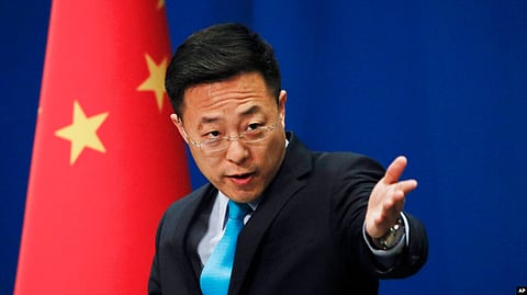 FILE - Chinese Foreign Ministry spokesman Zhao Lijian speaks during a daily briefing at the Ministry of Foreign Affairs in Beijing, Feb. 24, 2020. (AP)