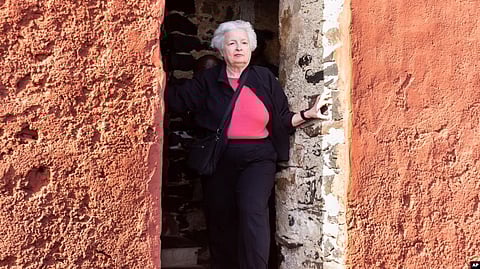 U.S. Treasury Secretary Janet Yellen stands in the "Door Of No Return" on Goree Island, Senegal, Jan. 21, 2023. (AP)