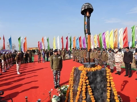 Martyrs Memorial in Lethpora in South Kashmir's Pulwama district. (IANS)