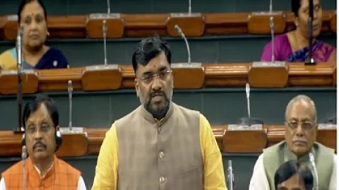 Kunwar Pushpendra Singh Chandel in Lok Sabha. (IANS)