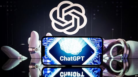 FILE - An illustration photo taken Jan. 23, 2023, shows screens displaying the logos of OpenAI and ChatGPT. (AFP)