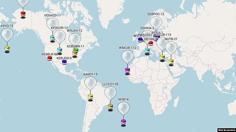 A screenshot from the website of the Northern Illinois Bottlecap Balloon Brigade, which said on its site it had not heard from the balloon with the call sign K9YO since Feb. 11, 2023. The last communication from the balloon indicated it was off the southern coast of Alaska. (VOA)