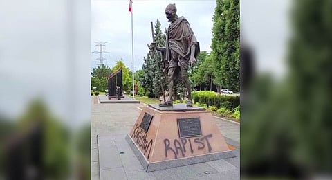 The incident comes just after anti-India elements defaced and spray-painted a statue of Mahatma Gandhi near the City Hall in the town of Hamilton in Ontario on March 23.