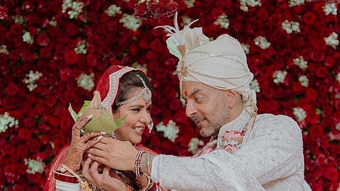 Both the couple looked stunning together in their white-coloured traditional attires.