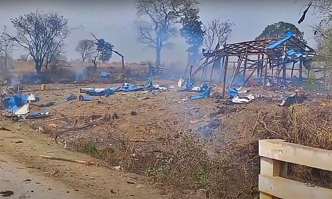 The villager in Myanmar said that the military had attacked the village multiple times on Tuesday.