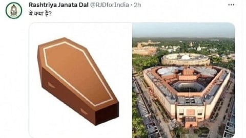 RJD have compared the new Parliament building with the coffin as the current regime is doing the coffinism (Tabutikaran) in the country. (IANS)