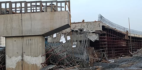 The incident occurred on Sagar Ring Road where the flyover is being constructed at a traffic intersection. (IANS)