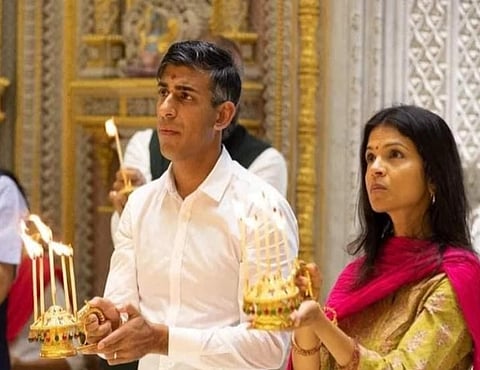British Prime Minister Rishi Sunak with his wife Akshata Murthy.