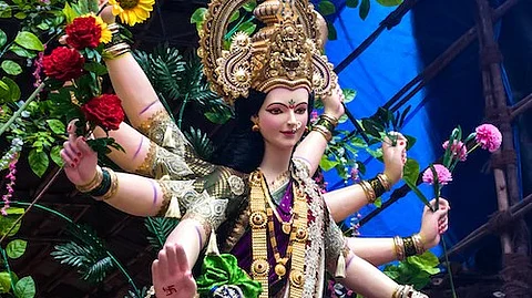 The ten arms of Maa Durga symbolise the protection of the devotees. Celebrity Astrologer, Parduman Suri, shared the importance of the ten weapons held in the 10 arms of Maa Durga. (Unsplash)