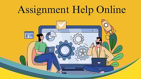 Online assignment help service with a laptop and study materials, showcasing academic support and resources.