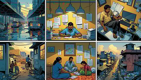 The life of a middle-class, average person living in India.