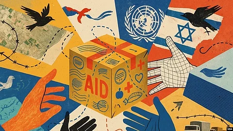 Illustration with Gaza aid story
