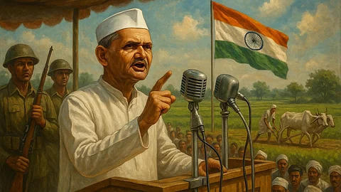 Shastri delivered his historic slogan “Jai Jawan, Jai Kisan” at Urwa, Allahabad, on October 19, 1965.