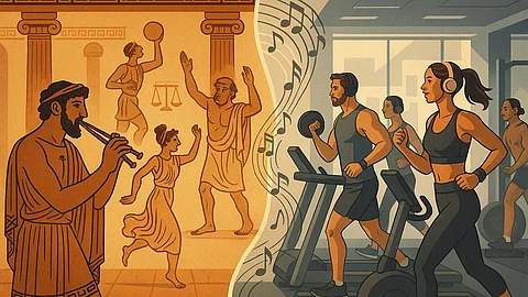 Exercising to music has been recorded across the ancient Greek and Roman worlds from the earliest times.