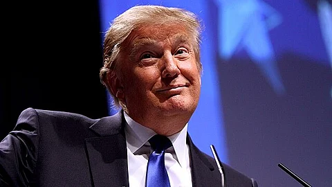 US President Donald Trump speaking at CPAC in Washington DC.