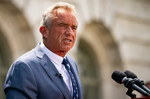 Health and Human Services Secretary Robert F. Kennedy Jr. at a news conference outside the Department of Agriculture