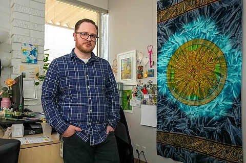 Nick Zepponi, a social worker at the Hill Country CARE Center in Redding, California.